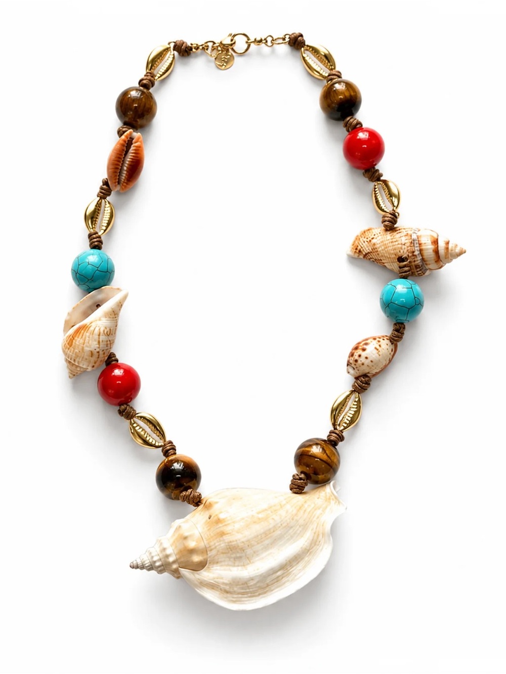 Coral Bay Necklace by Mayamar Turquoise & Seashell Statement Necklace